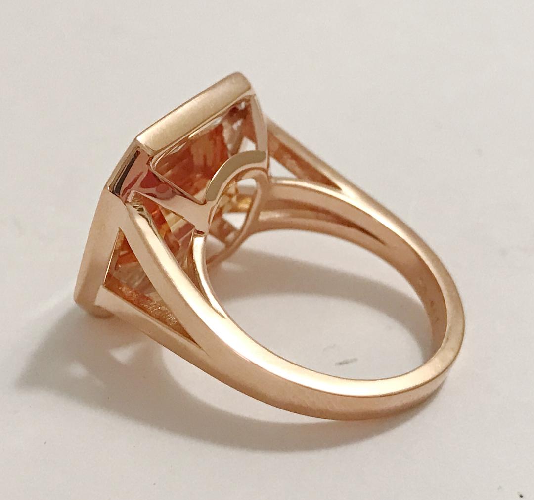 Imperial Topaz Rose Gold Ring with Rock Crystal Baguettes