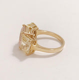 Yellow Gold Zircon Mini Emerald Cut Ring