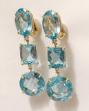 18kt Yellow Gold Three Drop Earring with Blue Topaz and Diamond