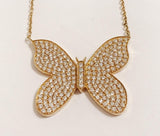 18kt Yellow Gold Butterfly Necklace with Pave Diamonds