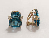 18Kt Yellow Gold Cushion Cut Cabochon Peridot Earrings with Diamonds