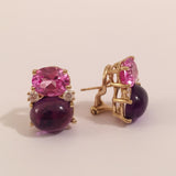 Medium GUM DROP™ earrings With Pink Topaz and Cabochon Amethyst and Diamonds