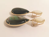 Mother of Pearl Abalone Drop Twisted Gold Border Earrings