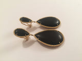 Elegant Ebony Wood Drop Earring with Twisted Gold Border