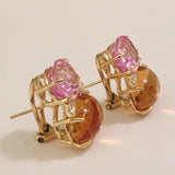 Large GUM DROP™ Earrings with Pink Topaz and Cabochon Citrine and Diamonds