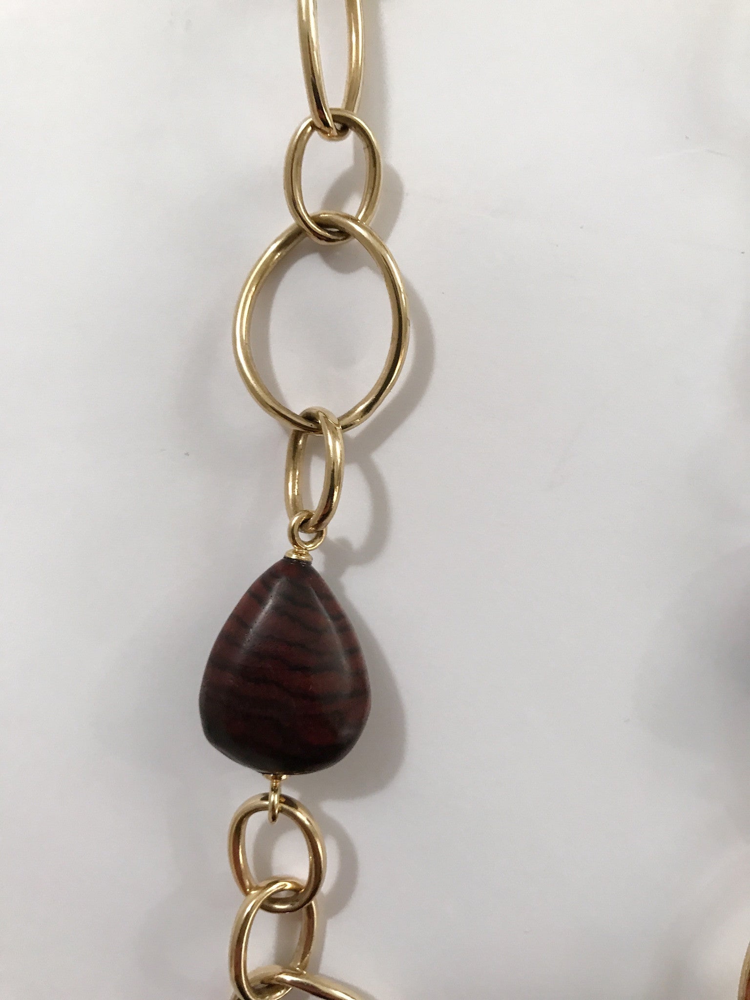 18kt Yellow Gold and Wood Link Necklace