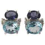 Mini GUM DROP™ Iolite Blue Topaz Diamond Earrings