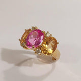 Mini GUM DROP™ Ring with Pink Topaz and Citrine and Diamonds