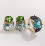 Large GUM DROP™ Earrings with Blue Topaz and Cabochon Turquoise and Diamonds