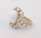 White Jade and White Topaz Yellow Gold Classic Cocktail Ring