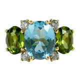 Medium GUM DROP™ Ring with Blue Topaz and Peridot and Diamonds