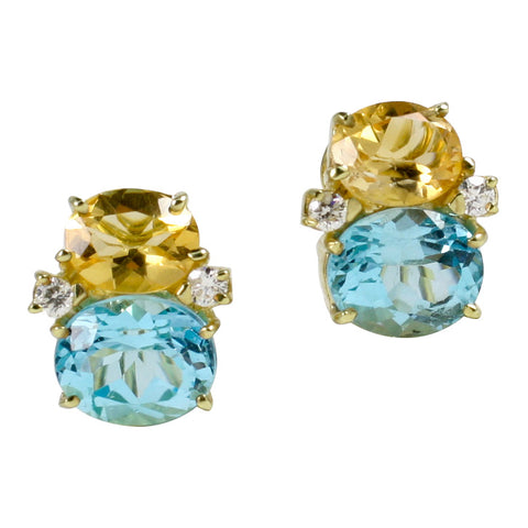 Medium GUM DROP™ Earrings with Citrine and Blue Topaz and Diamonds